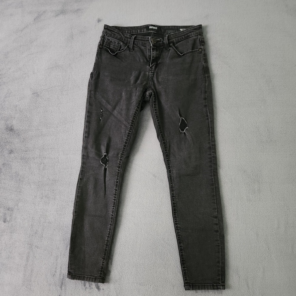Buffalo Jeans Womens Size 4/27 Jess Rip and Repair Mid-Rise Skinny Black